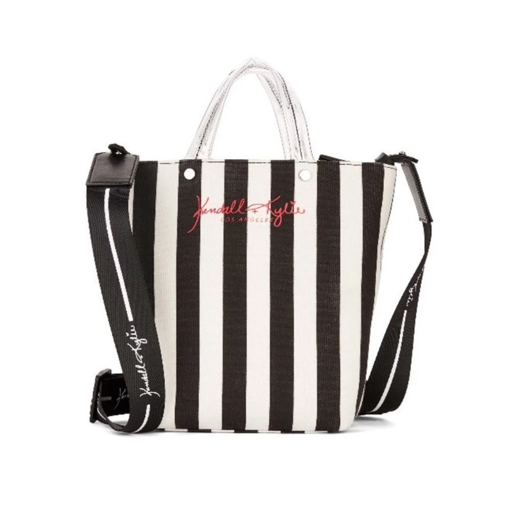 NWT NEW KendallAndKylie BlackWhiteStriped Tote Bag